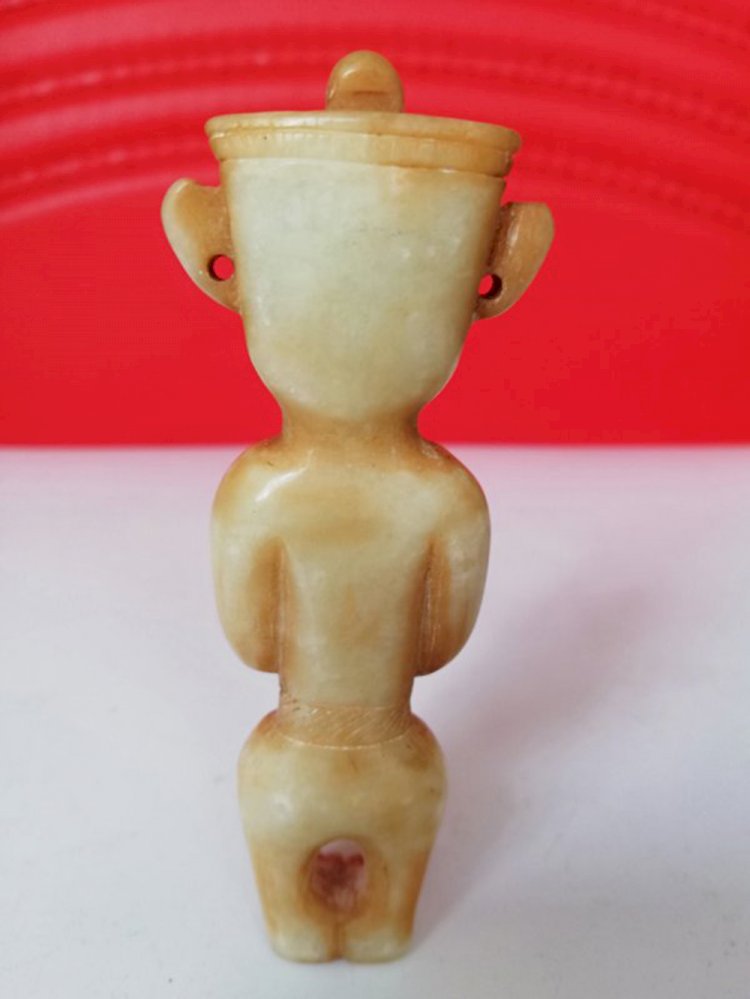 C005. Jade Standing Man with Flat-topped Cap